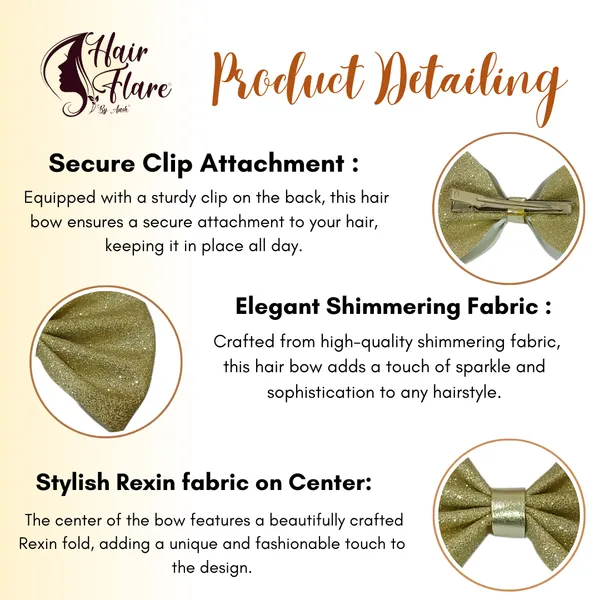 "Shimmering_Fabric_Hair_Bow_with_Center_Rexin_Fold_and_Secure_Clip_for_Elegant_and_Stylish_Hair_Accessories"