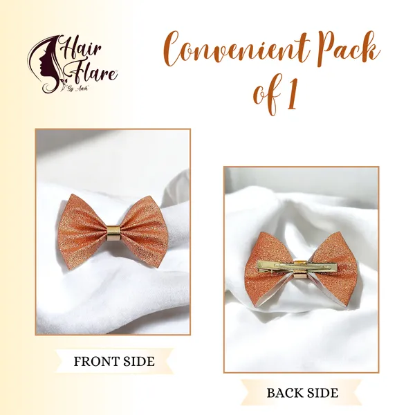 "Shimmering_Fabric_Hair_Bow_with_Center_Rexin_Fold_and_Secure_Clip_for_Elegant_and_Stylish_Hair_Accessories"