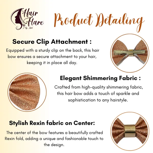 "Shimmering_Fabric_Hair_Bow_with_Center_Rexin_Fold_and_Secure_Clip_for_Elegant_and_Stylish_Hair_Accessories"