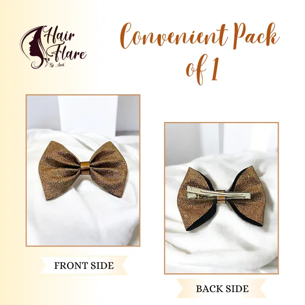 "Shimmering_Fabric_Hair_Bow_with_Center_Rexin_Fold_and_Secure_Clip_for_Elegant_and_Stylish_Hair_Accessories"