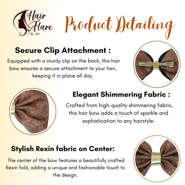 "Shimmering_Fabric_Hair_Bow_with_Center_Rexin_Fold_and_Secure_Clip_for_Elegant_and_Stylish_Hair_Accessories"