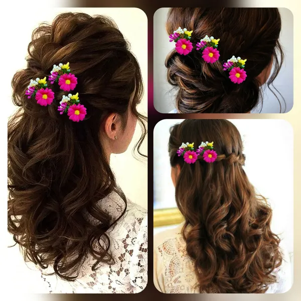 Dark_Pink_Artificial_Flower_Shaped_With_Leaf_Design_Hair_Pin_Accessories_For_Women_&_Girls_(14_X_8_X_1_Cm)