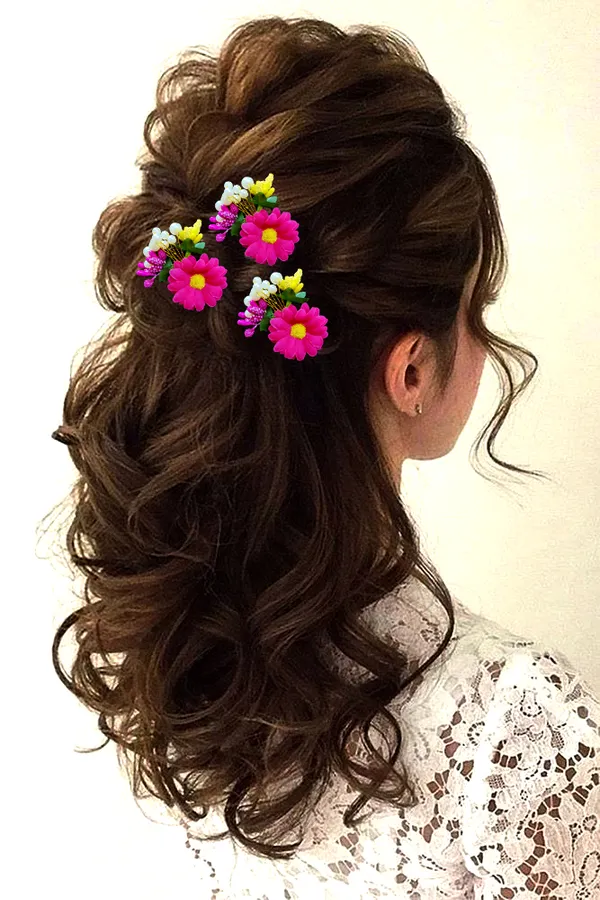 Dark_Pink_Artificial_Flower_Shaped_With_Leaf_Design_Hair_Pin_Accessories_For_Women_&_Girls_(14_X_8_X_1_Cm)