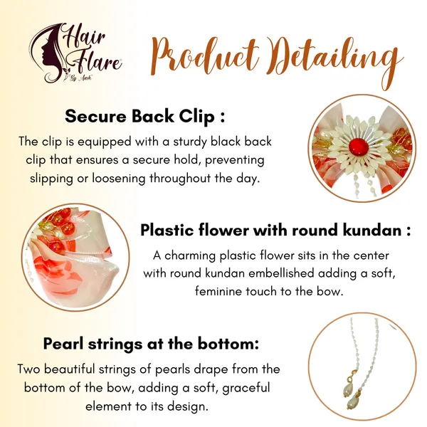 Elegant_three-layered_fabric_hair_bow_with_plastic_flower,_kundan_adornment,_pearl_and_bead_branches,_and_golden_clip_attachment.