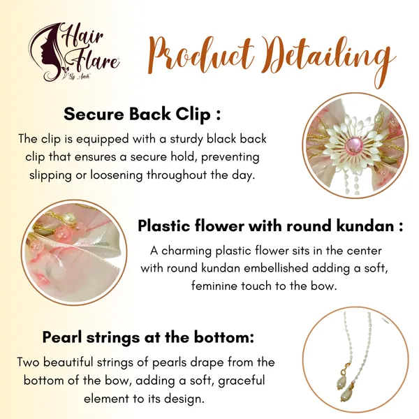 Elegant_three-layered_fabric_hair_bow_with_plastic_flower,_kundan_adornment,_pearl_and_bead_branches,_and_golden_clip_attachment.