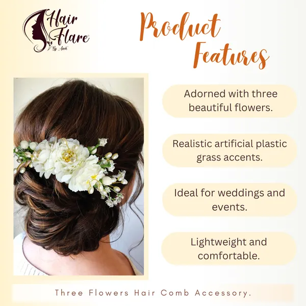 White_Artificial_Flower_Made_Hair_Accessories_And_Hair_Pin_For_Women_(8_X_12_X_2_Cm)