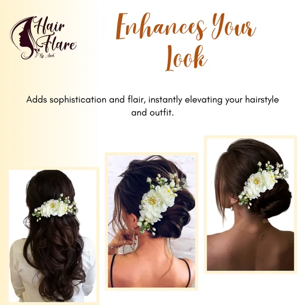 White_Artificial_Flower_Made_Hair_Accessories_And_Hair_Pin_For_Women_(8_X_12_X_2_Cm)