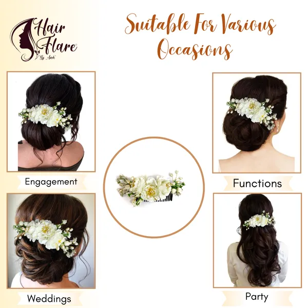White_Artificial_Flower_Made_Hair_Accessories_And_Hair_Pin_For_Women_(8_X_12_X_2_Cm)