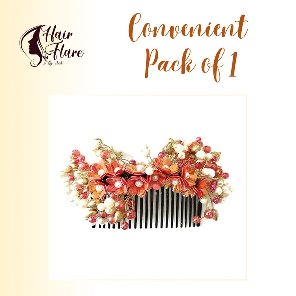 Red_Artificial_Small_Flower_Comb_Slide_With_Beads_&_Pearls_Bridal_Hairpin_Accessories_For_Women_&_Girls