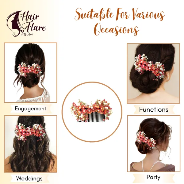 Red_Artificial_Small_Flower_Comb_Slide_With_Beads_&_Pearls_Bridal_Hairpin_Accessories_For_Women_&_Girls