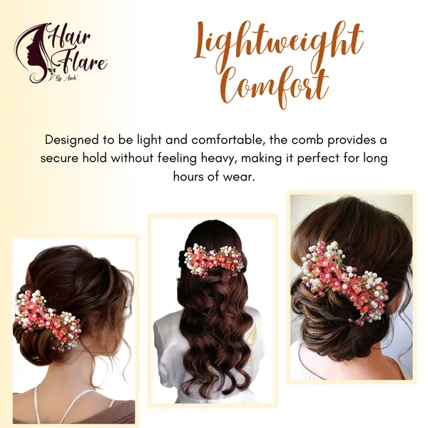 Red_Artificial_Small_Flower_Comb_Slide_With_Beads_&_Pearls_Bridal_Hairpin_Accessories_For_Women_&_Girls