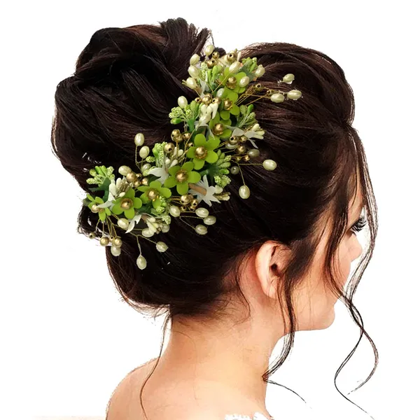 Light_Green_Artificial_Floral_Hair_Vein_For_Women_&_Girls