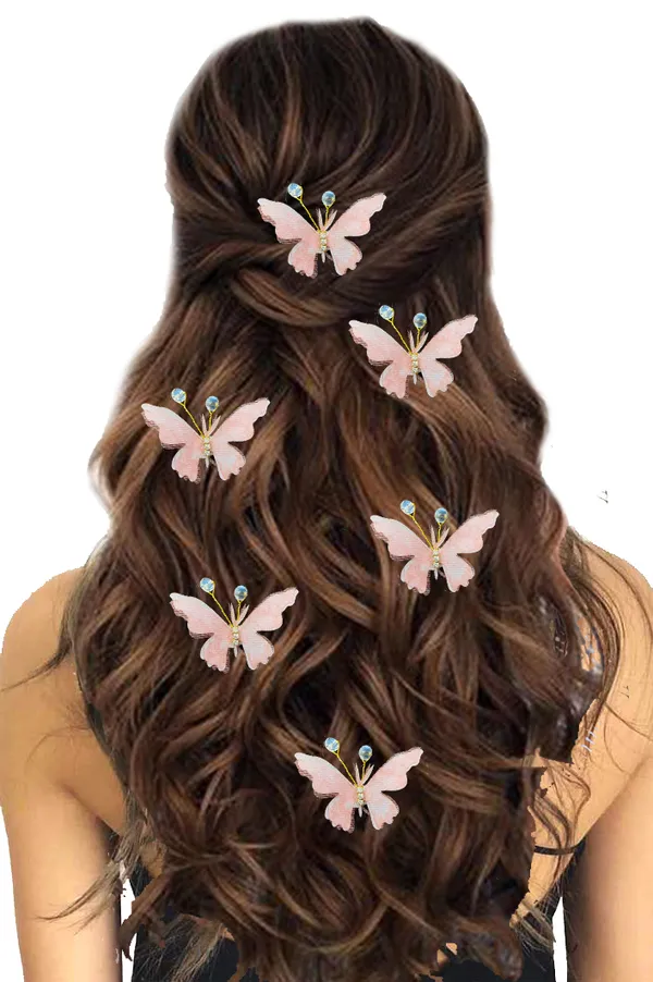 Pack_of_6_Peach_Artificial_Butterfly_Hair_Pin_For__And_Women_Pins