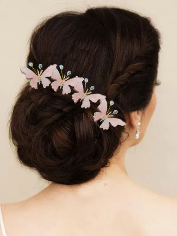 Pack_of_6_Peach_Artificial_Butterfly_Hair_Pin_For__And_Women_Pins