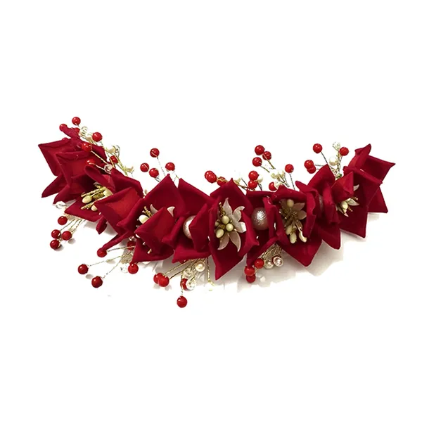 Red_Artificial_Lily_Flower_With_Pearls_Bridal_Hair_Vein_Accessories_For_Women_&_Girls_(14_X_8_X_1_Cm)