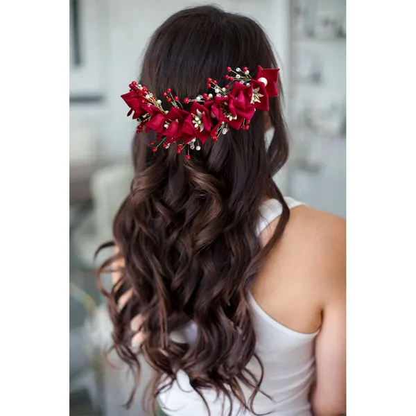 Red_Artificial_Lily_Flower_With_Pearls_Bridal_Hair_Vein_Accessories_For_Women_&_Girls_(14_X_8_X_1_Cm)