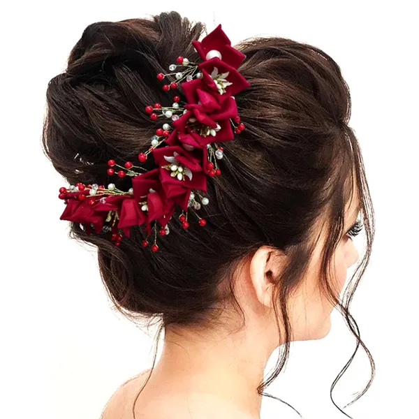 Red_Artificial_Lily_Flower_With_Pearls_Bridal_Hair_Vein_Accessories_For_Women_&_Girls_(14_X_8_X_1_Cm)