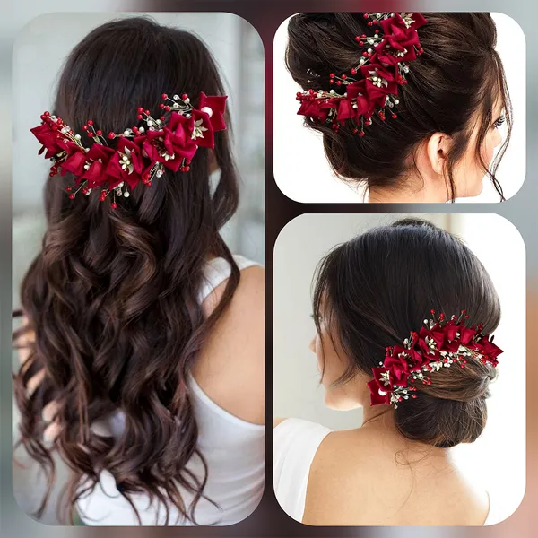 Red_Artificial_Lily_Flower_With_Pearls_Bridal_Hair_Vein_Accessories_For_Women_&_Girls_(14_X_8_X_1_Cm)