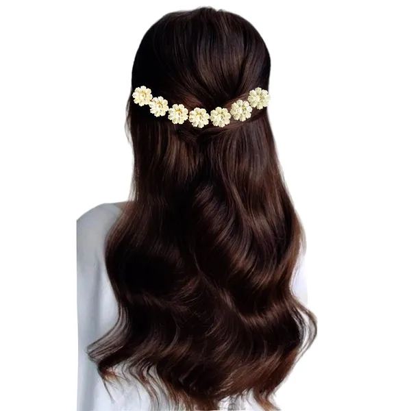 "Elegant_7-Pearl_Flower_Headpiece_with_Pearl_Bead_Center_and_Dual_Hooks_for_Secure_and_Stylish_Hair_Attachment"