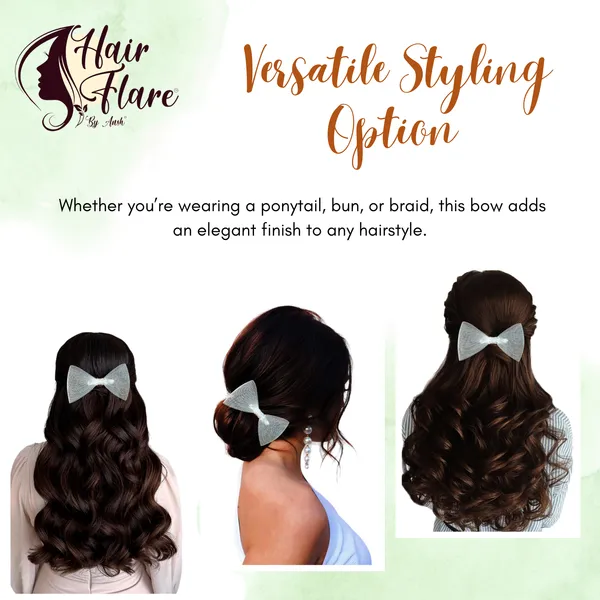 "Nylon_Net_Ribbon_Hair_Bow_with_Plastic_Lace_Adorn_and_Secure_Clip_Attachment_for_Effortless_Hair_Styling"