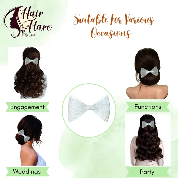 "Nylon_Net_Ribbon_Hair_Bow_with_Plastic_Lace_Adorn_and_Secure_Clip_Attachment_for_Effortless_Hair_Styling"