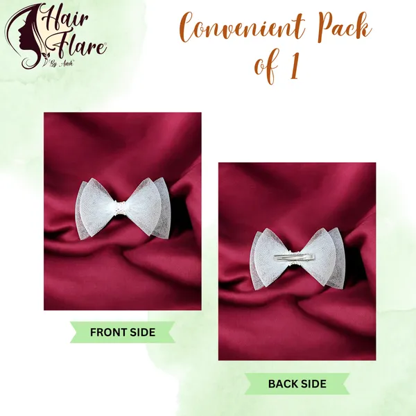"Double_Layer_Nylon_Net_Ribbon_Hair_Bow_with_Plastic_Lace_Adorn_and_Secure_Clip_for_Easy_Attachment_and_Elegant_Styling"