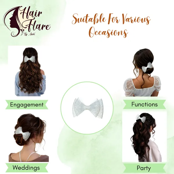 "Double_Layer_Nylon_Net_Ribbon_Hair_Bow_with_Plastic_Lace_Adorn_and_Secure_Clip_for_Easy_Attachment_and_Elegant_Styling"