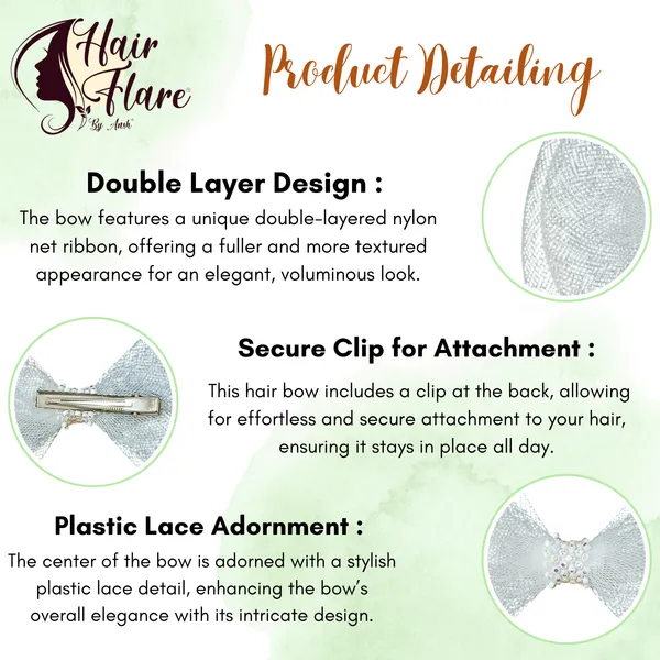 "Double_Layer_Nylon_Net_Ribbon_Hair_Bow_with_Plastic_Lace_Adorn_and_Secure_Clip_for_Easy_Attachment_and_Elegant_Styling"