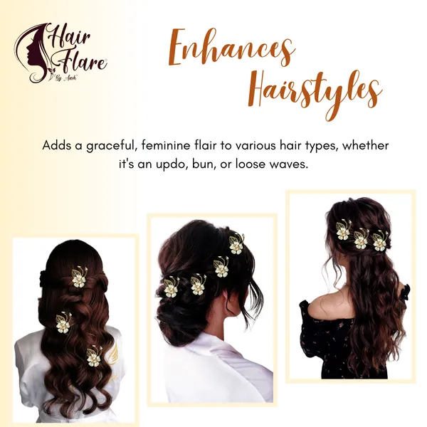 "Elegant_Pearl_Flower_Hair_Clip_with_Metal_Leaf,_Pearl_Bead_Center,_and_Secure_Black_Back_Clip_for_Stylish_Hold"