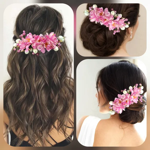 Artificial_Beautiful_Flower_Comb_Slide_|_Bridal_Hair_Barrette_Ties,_Hairpins_For_Women_&_Girls