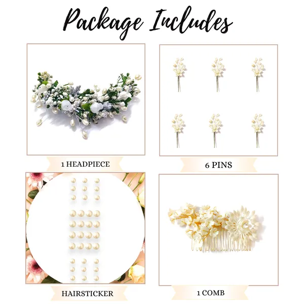 Bridal_Hair_Accessory_Combo_with_1_Floral_Headpiece,_6_Pins,_1_Comb,_and_Hairstickers_–_Elegant_Styling_Set_for_Bun,_Braid,_or_Open_Hair_for_Weddings_&_Festive_Looks
