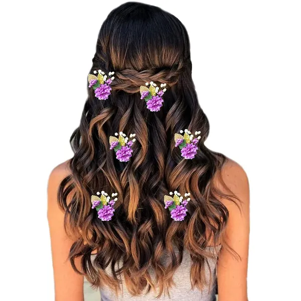 Purple_Artificial_Flower_With_Golden_Leaves_And_Pearls_Hair_Vein_And_Hair_Pin_Set_(Combo_Of_7_Hair_Pins)