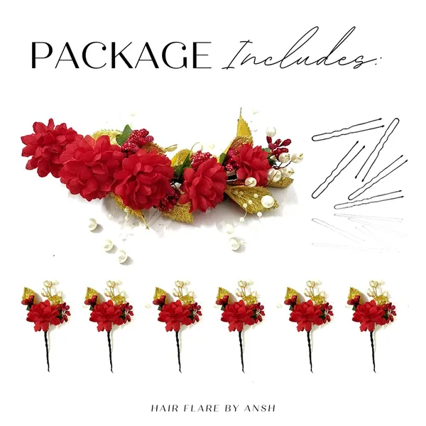 Red_Artificial_Flower_With_Golden_Leaves_And_Pearls_Hair_Vein_And_Hair_Pin_Set_(Combo_Of_7_Hair_Pins)