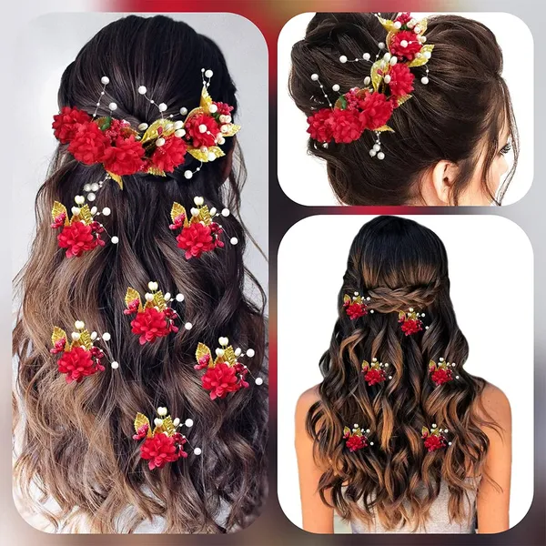 Red_Artificial_Flower_With_Golden_Leaves_And_Pearls_Hair_Vein_And_Hair_Pin_Set_(Combo_Of_7_Hair_Pins)