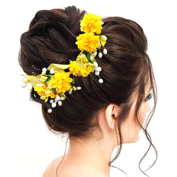 Yellow_Artificial_Flower_With_Golden_Leaves_And_Pearls_Hair_Vein_And_Hair_Pin_Set_(Combo_Of_7_Hair_Pins)