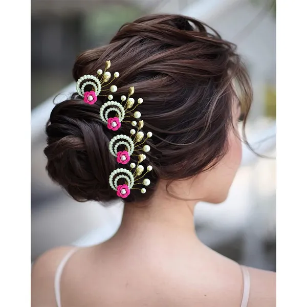 Dark_Pink_Artificial_Metal_Flower_With_Pearls_Made_Hair_Pin_(Set_Of_9_Pins)