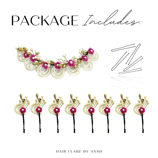 Dark_Pink_Artificial_Metal_Flower_With_Pearls_Made_Hair_Pin_(Set_Of_9_Pins)