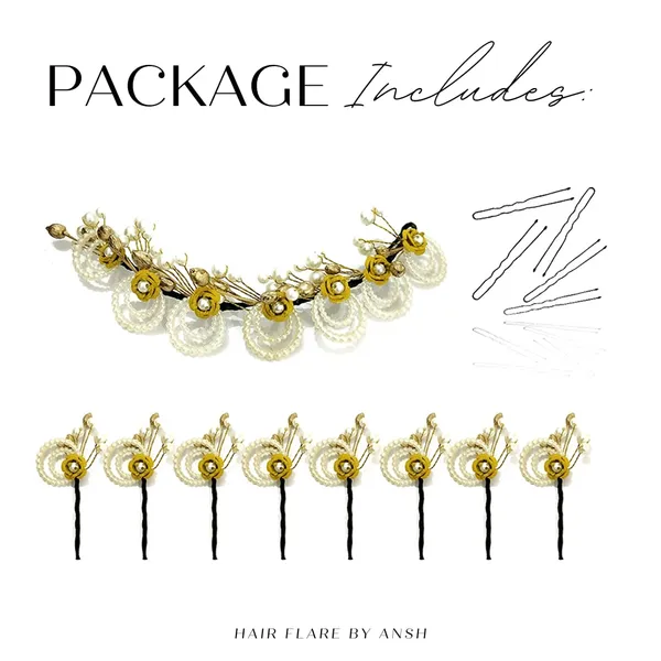 Golden_Artificial_Metal_Flower_With_Pearls_Made_Hair_Pin_(Set_Of_9_Pins)