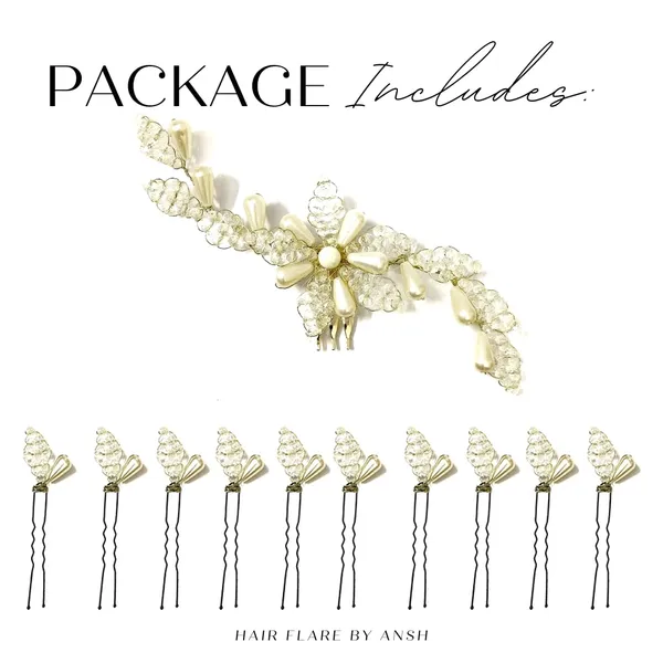 2493-2531_White_Small_Crystal_And_Mini_Pearl_Hair_Clips_With_Flower_Design_For_Women_&_Girls