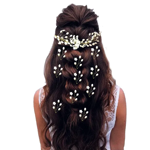 White_Artificial_Metal_Flowers_With_Pearls_Designed_Hair_Pin_Accessories_For_Women_&_Girls