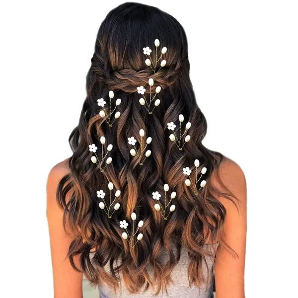 White_Artificial_Metal_Flowers_With_Pearls_Designed_Hair_Pin_Accessories_For_Women_&_Girls