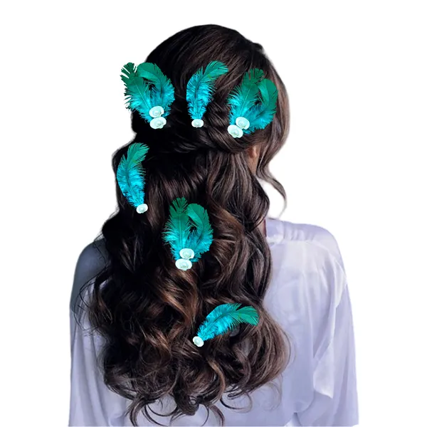 Discover_Our_Elegant_Feather_Hair_Clips:_Stylish,_Comfortable,_and_Adorned_with_Seashells_and_Pearls���������Perfect_for_Any_Occasion!_Versatile_Pack_of_6_Includes_Unique_Single_and_Double_Designs.