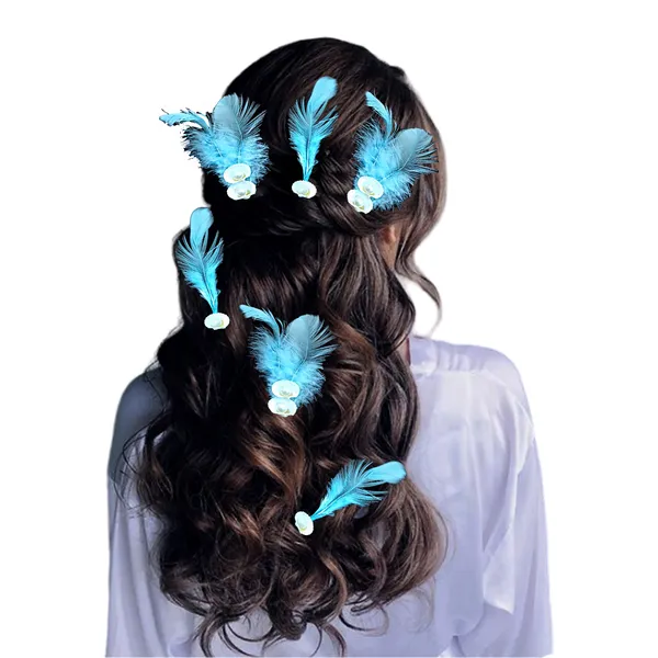 Discover_Our_Elegant_Feather_Hair_Clips:_Stylish,_Comfortable,_and_Adorned_with_Seashells_and_Pearls���������Perfect_for_Any_Occasion!_Versatile_Pack_of_6_Includes_Unique_Single_and_Double_Designs.