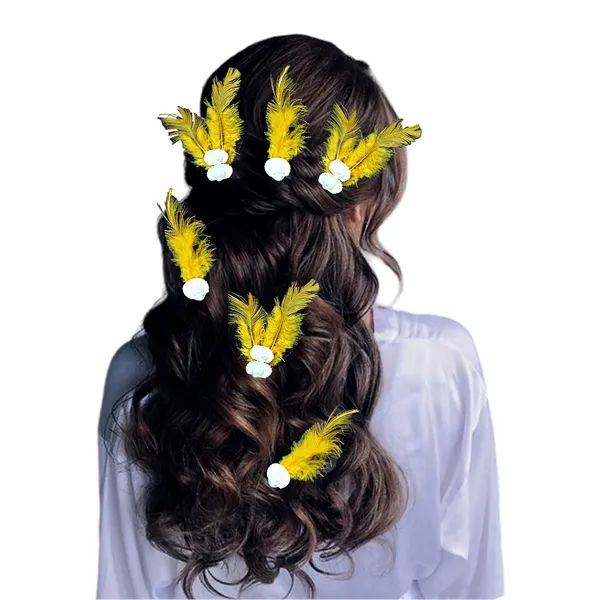 Discover_Our_Elegant_Feather_Hair_Clips:_Stylish,_Comfortable,_and_Adorned_with_Seashells_and_Pearls���������Perfect_for_Any_Occasion!_Versatile_Pack_of_6_Includes_Unique_Single_and_Double_Designs.