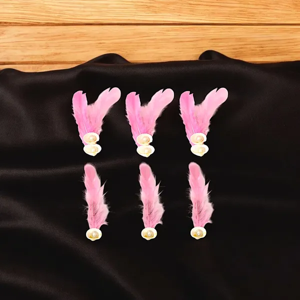 Discover_Our_Elegant_Feather_Hair_Clips:_Stylish,_Comfortable,_and_Adorned_with_Seashells_and_Pearls���������Perfect_for_Any_Occasion!_Versatile_Pack_of_6_Includes_Unique_Single_and_Double_Designs.
