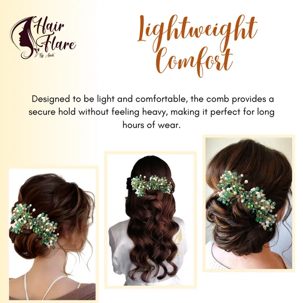 Green_Artificial_Small_Flower_Comb_Slide_With_Beads_&_Pearls_Bridal_Hairpin_Accessories_For_Women_&_Girls
