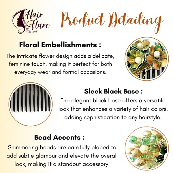 Green_Artificial_Small_Flower_Comb_Slide_With_Beads_&_Pearls_Bridal_Hairpin_Accessories_For_Women_&_Girls