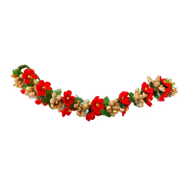 Red_Small_Flower_And_Beads_Design_Hairpin_For_Women_And_Girl_(14_X_8_X_1_Cm)