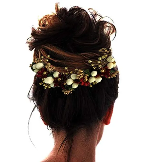 Maroon_Artificial_Flowers_Hair_Accessories_For_Women