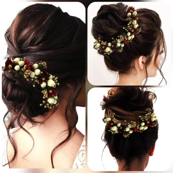 Maroon_Artificial_Flowers_Hair_Accessories_For_Women